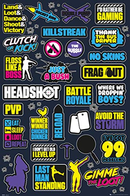 Battle Royale Infographic Video Gaming Gamer Art Print Poster 24x36 inch