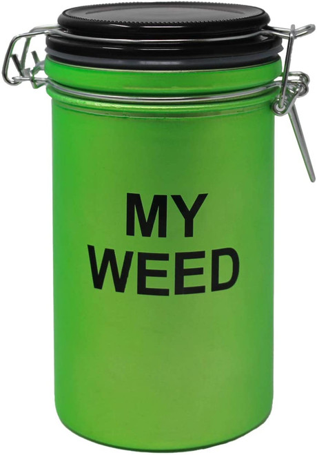 My Weed Frosted Neon Green XL Stash Jar - 6" Tall 16oz Capacity