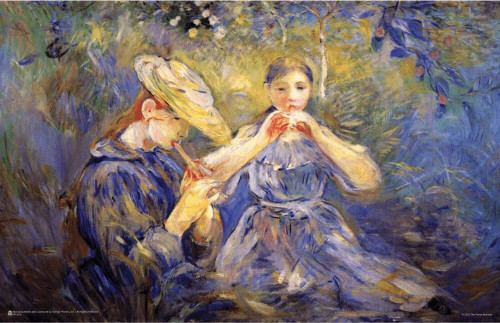 Berthe Morisot - Two Young Girls Playing Flutes Mini Poster 17" x 11"