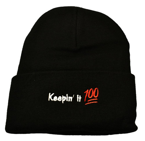 Keepin' it 100 Embroidered Beanie