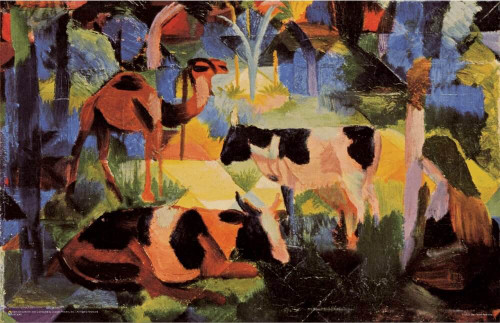 August Macke - Landscape With Cows and Camel Mini Poster 17" x 11" August Macke - Landscape With Cows and Camel Mini Poster 17" x 11"