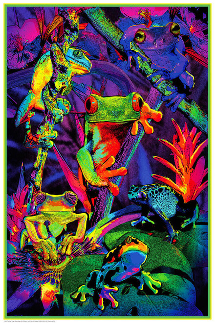 Tree Frogs - Non-flocked Blacklight Poster 24" x 36"