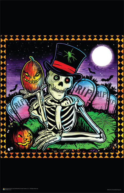 Skeleton and Pumpkin by ALI Chris Mini Poster 11" x 17"