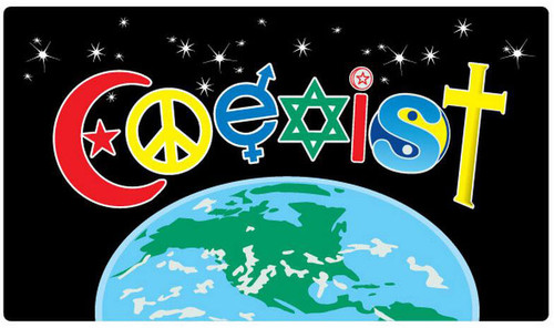 Coexist Earth - Postcard Sized Vinyl Sticker 6" x 3.75"