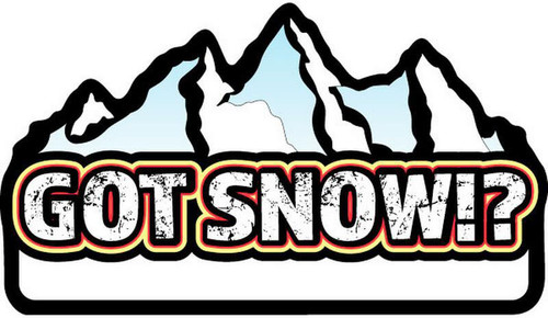 Got Snow!? - Mountain Landscape - Postcard Sized Vinyl Sticker 6" x 3.5"