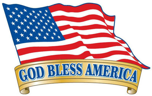 God Bless America - Flag - Postcard Sized Vinyl Sticker 6" x 3.75"