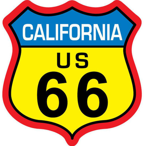 US Route 66 California Shield - Postcard Sized Vinyl Sticker 4" x 4.25"
