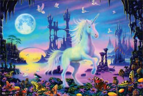 Unicorn Sunset by Danny Flynn - Non-Flocked Blacklight Poster 36" x 24"