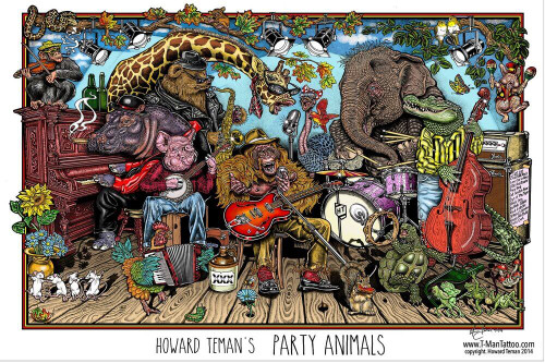 Party Animals by Howard Teman Poster 36" x 24"