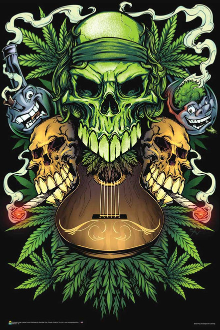 Marijuana Skulls by FlyLand Designs Poster - 24 x 36 Marijuana Skulls by FlyLand Designs Poster - 24 x 36