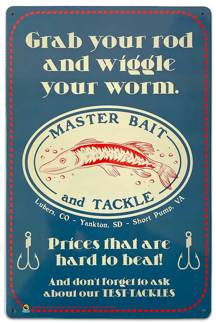 Master Bait and Tackle Tin Sign - 20x30cm - 7.87" x 11.81" Master Bait and Tackle Tin Sign - 20x30cm - 7.87" x 11.81"