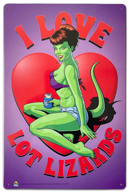 I Love Lot Lizards Tin Sign - 20x30cm - 7.87" x 11.81" I Love Lot Lizards Tin Sign - 20x30cm - 7.87" x 11.81"