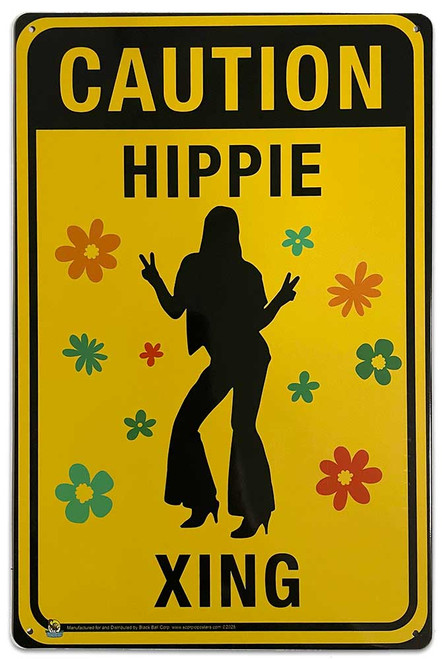 Caution Hippie Crossing Tin Sign - 20x30cm - 7.87" x 11.81" Caution Hippie Crossing Tin Sign - 20x30cm - 7.87" x 11.81"