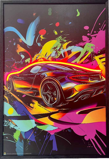 Exotic Sports Car Framed LED Neon Light Canvas Print - 24" x 36" Exotic Sports Car Framed LED Neon Light Canvas Print - 24" x 36"
