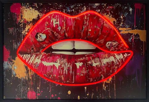 Seductive Lips Framed LED Neon Light Canvas Print - 36" x 24" Seductive Lips Framed LED Neon Light Canvas Print - 36" x 24"