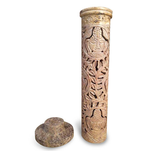 Soapstone Incense Tower Natural - Size - 3" x 3" x 10"