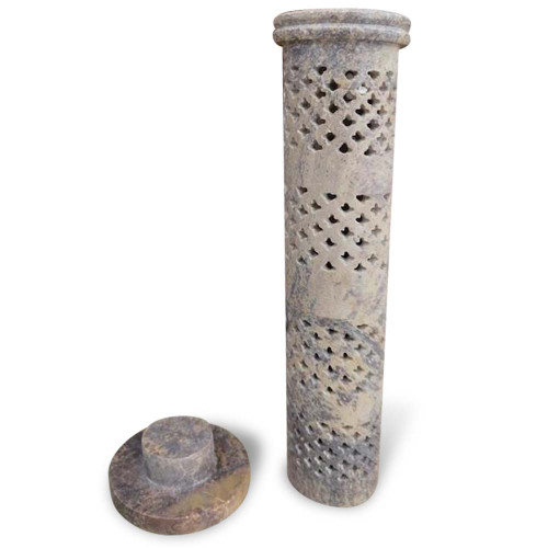 Soapstone Incense Tower Light Natural - Size - 3" x 3" x 10"