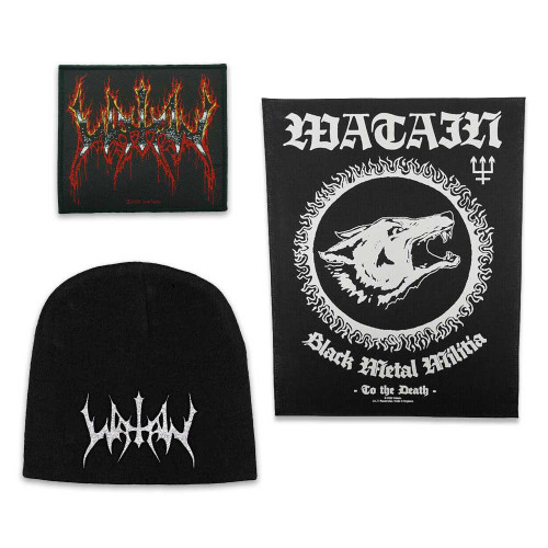 Watain Officially Licensed Band Merch Gift Set - 1 Embroidered Beanie, 1 Back Patch, 1 Standard Woven Patch