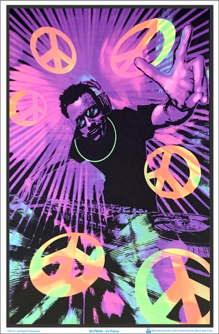 Peace, Love & Happiness Flocked Blacklight Posters