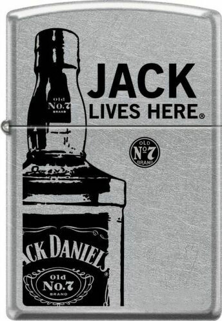 Jack Daniels - Jack Lives Here Satin Chrome Zippo Lighter