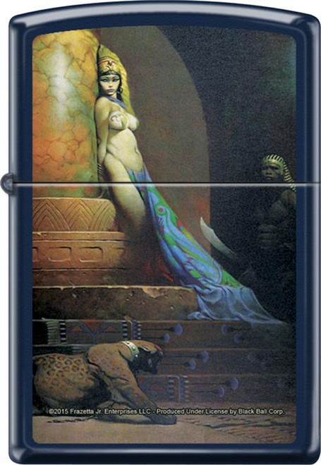 Frazetta - Egyptian Queen - Blue Matte Zippo Lighter