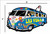 Las Vegas Hippie Surfboard 60's Bus - Postcard Sized Vinyl Sticker 6" x 4"