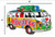 Route 66 Hippie 60's Bus - Postcard Sized Vinyl Sticker 6" x 4"