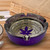 Purple Matte Finish - Marijuana Leaf Galaxy Novelty Glass Ashtray - 4.25" Diameter
