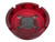 Frosted Red Glass Novelty Ashtray with Black Skull & Crossbones Design - 4.25" Diameter