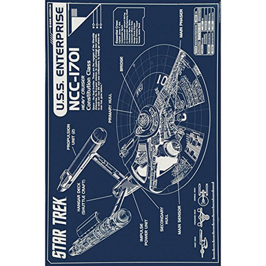 Star Trek Enterprise Blueprint Poster, 24 by 36-Inch - The