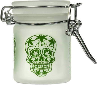 Sugar Skull Frosted White XL Stash Jar - 6 Tall 16oz Capacity 