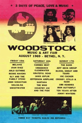 Woodstock Line-Up 1969 Art Print Poster 24x36 - The Blacklight Zone