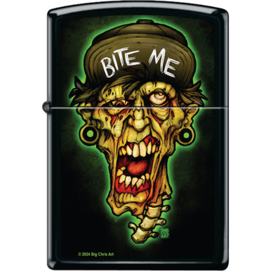 Bite Me by Big Chris Black Matte Zippo Lighter - The Blacklight Zone