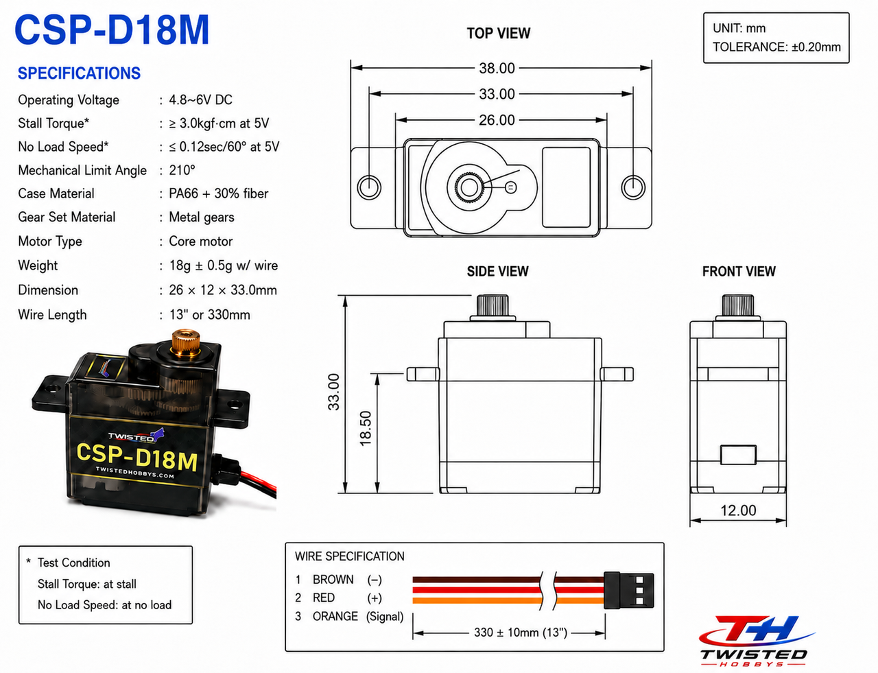 CSP D18M 18g Digital Micro Metal Gear Servo