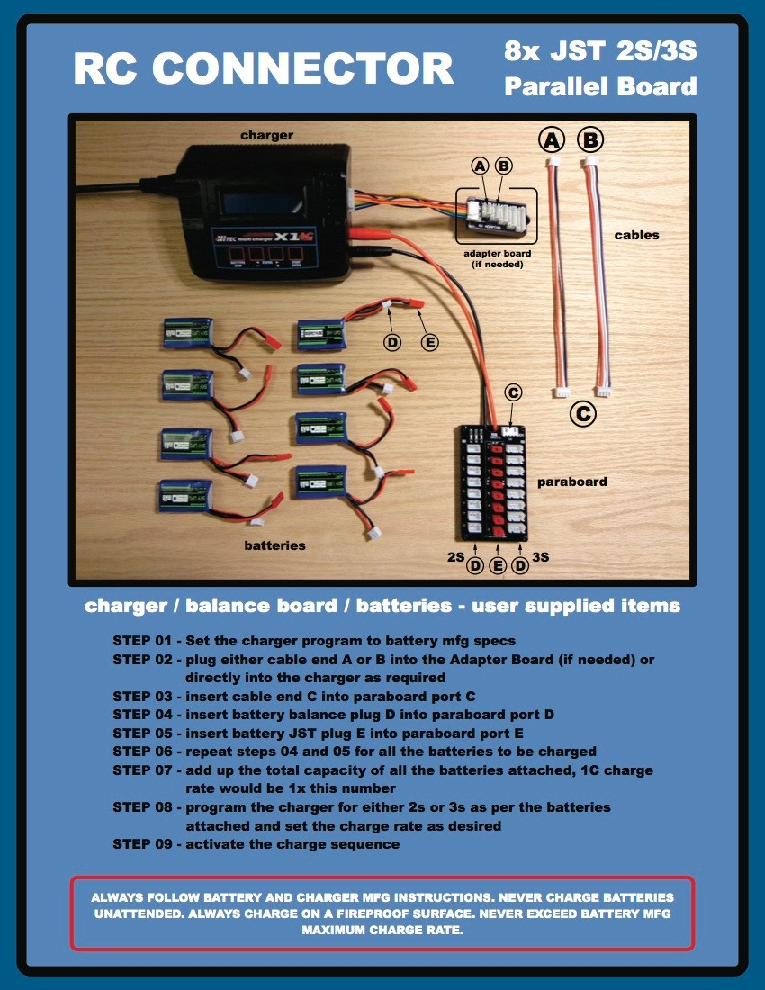 Lipo 2s/3s JST Connector Balance Charging Pro Board