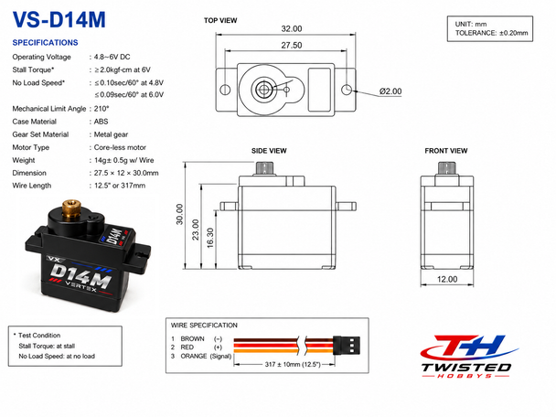 VS D14M 14g Digital Micro Metal Gear Servo