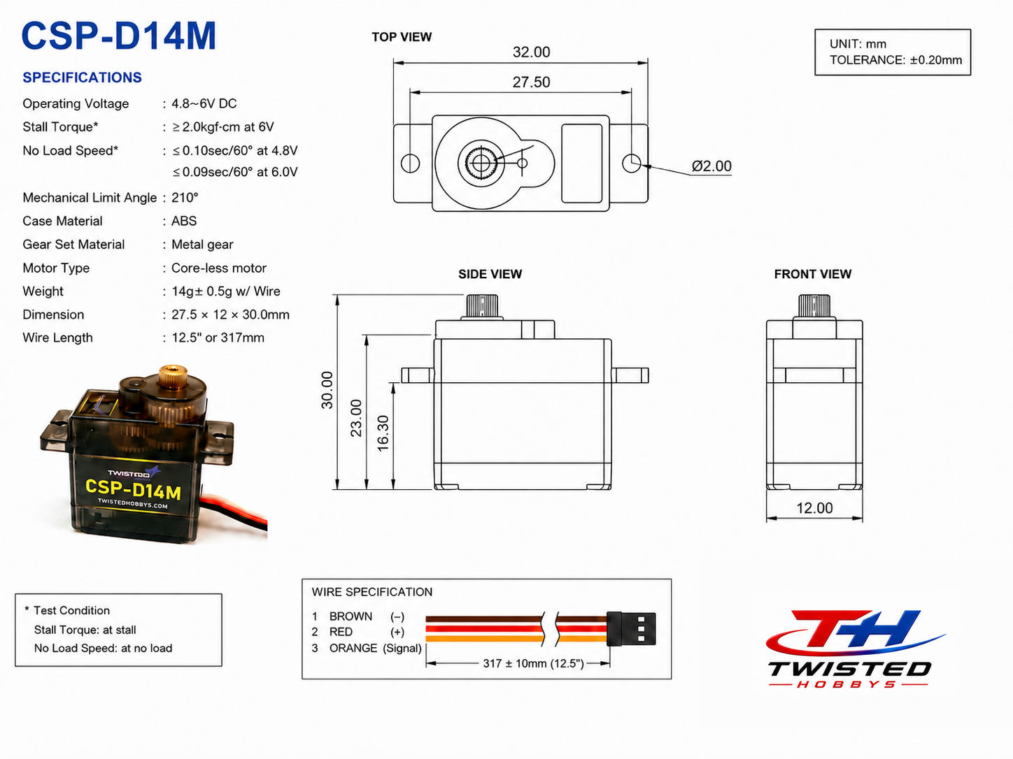CSP-D14M servo specifications and dimensional drawing