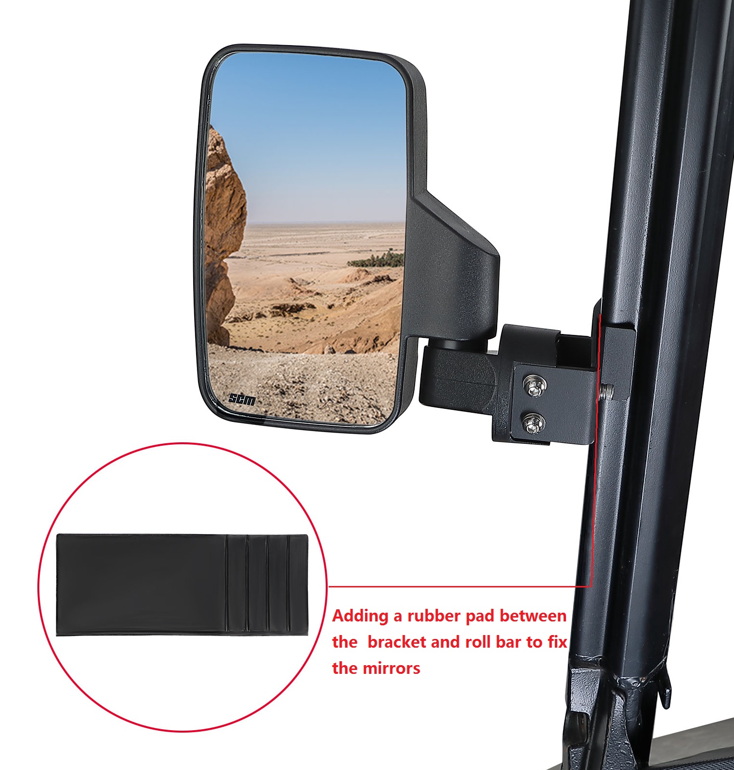 SCM Side View Mirrors for Pro-Fit Roll Cages (1 pair)
