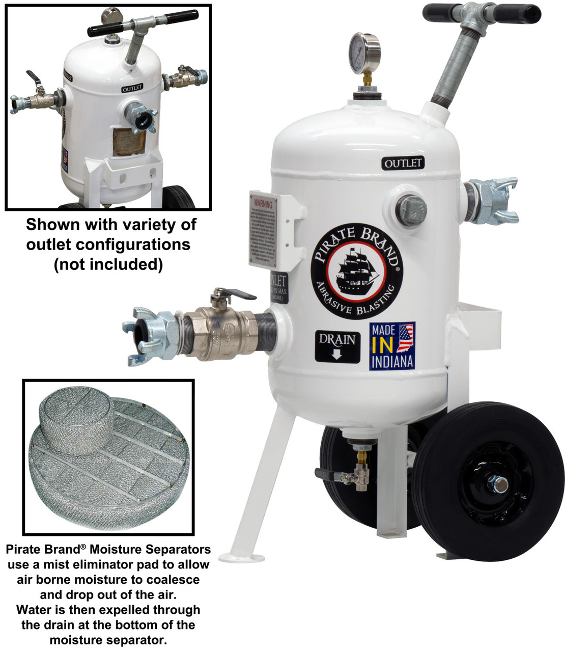 MOISTURE SEPARATOR 800 CFM, PORTABLE (1) 4 LUG W/BALL VALVE INLET