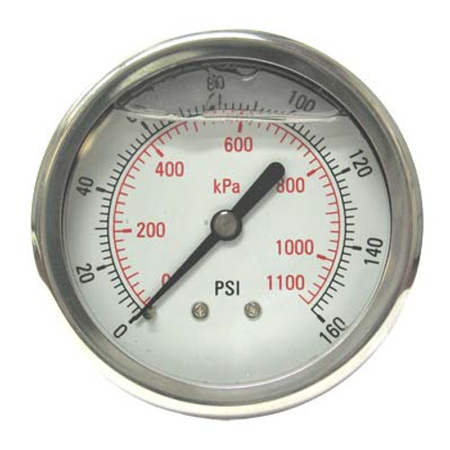 PRESS GAUGE, 0-160 PSI BACK MNT