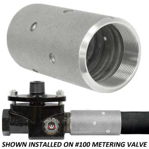 BLAST HOSE COUPLING, #100 METERING, 2" NPS, ALUMINUM, 150 PSI MAX, FITS 1-1/2" BLAST HOSE WITH 2-3/8" OD