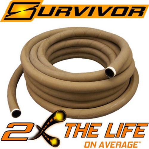 SURVIVOR® HOSE, BLAST, TAN ERGO FLEX, NOMINAL 1-1/4"ID x 1-7/8" OD, 2 PLY, WP 175 PSI, 50' SECTION