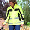 Get versatile outdoor performance with the Inverno Jacket.

Two jackets for the price of one.  One side is a stylishly tailored designed, hi-vis jacket with fluorescent and reflective detail for enhanced vision. When turned inside out. the jacket becomes a luxurious, black matt satin quilted jacket, with two sizes of quilting. Smaller quilted panels on the waist provide a slimming effect to the wearer. 

The fluorescent side of the jacket is made of a 100% waterproof material, with a DWR treatment, lightweight, highly breathable fabric with taped seams. The Polyester face fabric is durable and abrasion resistant, well-equipped for long days outdoors, giving you the ultimate protection from all the elements

The Inverno Jacket comes with an exclusive pull-down warning triangle, which fastens at the sides of the jacket, fully removeable when not required.

A storm front chunky 2-way zip with puller, 4 large zipped pockets to fit a phone or keys, treats etc. Easy grab Velcro adjustable cuffs, a large central back zip that can be opened when riding to prevent the jacket rising.

Fully washable at 30° with Non Biological washing products. Hang to dry.

Insulation properties.

Ultra-lightweight synthetic down is made from recycled plastic bottles. The polyester hollow core filaments are microscopic and featherlike to naturally hold air pockets, giving it a luxuriously soft feel with excellent insulation, breathable properties and moisture dissipation, keeping you warm and comfortable.