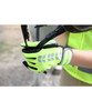 Made from bonded fleece fabric with fleecy inner lining, the gloves feature silicone printed pals for extra grip on reins, reflective strips and elasticated adjustable wrists.