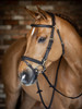 The LeMieux Work Bridle is both stylish and practical with a removable-flash on the raised padded noseband, ideal for everyday use.

The clip on the cheekpieces allow the bit to be changed quickly and easily, along with the throat lash clipping onto D-rings on the headpiece making it fully detachable.

The LeMieux Bridles are made from beautifully soft European leather and feature an anatomically shaped headpiece with soft padded cut away around the ears and poll to aid in the distribution of pressure, maximising comfort.
