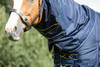 In smart Navy with gold piping and reflective detail, a super looking 50g turnout providing vital protection for your horse.

Keeping them warm & dry on those unexpected, squally days, the rug is crafted in a tough, durable 1680D ballistic, basket weave fabric, which is highly abrasive resistant and performs extremely well in a downpour.

Tailored with generous shoulder gussets allowing greater freedom of movement, it also features a removable, Velcro neck piece including ruched binding at the top for an ultimate fit.

Finished with detachable leg straps and adjustable double clip chest closures, a versatile choice for colder weather, clipped horses as well as your finer breeds.