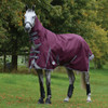 Comfortable, durable, remarkable value. The WeatherBeeta ComFiTec Plus Dynamic II Combo Neck Medium comes packed with great features, including a super strong and durable 1200 denier triple weave outer shell with repel shell coating that is both waterproof and breathable, memory foam wither relief pad that contours to the horse's shape and lifts the rug off the wither to reduce rubbing and provide added comfort, quick clip front closure offering maximum adjustability and is compatible with the WeatherBeeta liner system. This rug also offers 220g of polyfill which is easily identified with the WeatherBeeta temperature gauge badge, also featuring an extra large tail flap for maximum protection, reflective strips on front each side and tail flap for extra visibility, traditional side gussets for natural movement, twin low cross surcingles and elasticated, adjustable and removable leg straps for a secure and comfortable fit. Hydrostatic Pressure Tested to 2000mm plus. Moisture+H241:J259 Vapour Tested to 3000g/m2