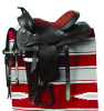 This western saddle has a suede seat with stitching detail and cinch. The leather western bridle has a silver plate design. Set is complete with leather western saddle, leather western bridle, cinch and western saddle pad.
Approximate seat sizes (measured in a straight line in the centre of the seat from the edge of the horn to back of seat.)