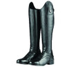 The smart looking Dublin Arderin Tall Field Boots are made from a stretch PU and leather upper that moulds to the rider┬s leg for a comfortable and slim fit. The high Spanish cut top line and contoured ankle offers an elegant look. This tall boot features a breathable mesh lining and RCS footbed providing moisture wicking for rider comfort with a rubber outer sole for grip and endurance when on your feet. Full length rear YKK zip for easy on/off with snap closure at the top to secure the zip and spur rests for added detail. Faux lace detail at the front of the ankle and stitched toe cap for a finished look. Available in Childs and Adults sizes.