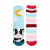 The Wild Feet Hanging Lounge Socks are a snuggly choice for your feet. Super soft, they are great for wearing around the house or even in bed! Each pack contains two eye-catching designs